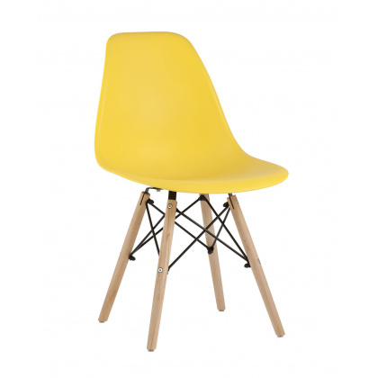 Стул Eames с жестким сиденьем (деревянный каркас) (упак. 4шт) желтый, ножки светлое дерево